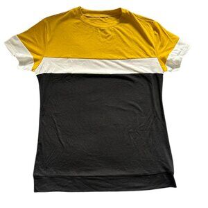 Women's Yellow/Black/White Color Block T-Shirt Medium NWOT